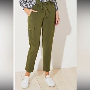 LOFT Olive Green Slim Tie Waist Ankle Cargo Pants